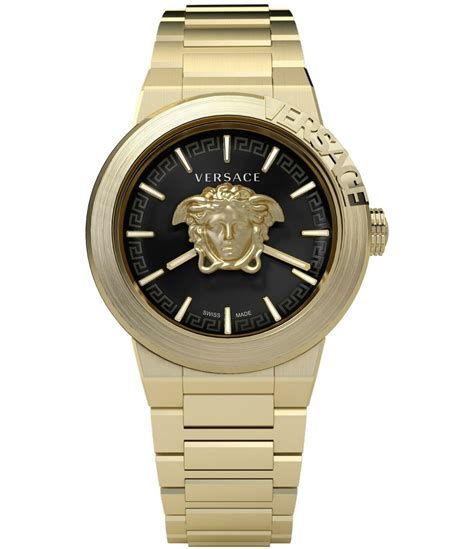 infradito versace black gold|Versace Men's Medusa Deco Analog Gold and Black Tone .